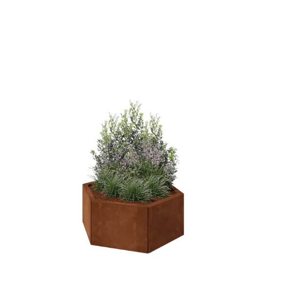 Jardinieră din oțel corten - Hexagonal - 79,3 x 69,3 x 30 cm - Fără placă de bază