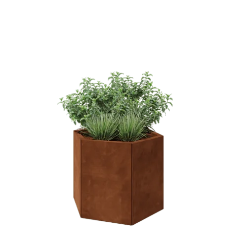 Jardinieră din oțel corten - Hexagonal - 79,3 x 69,3 x 60 cm - Fără placă de bază