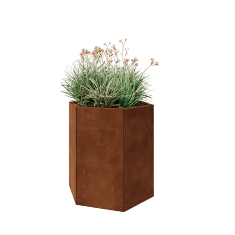 Jardinieră din oțel corten - Hexagonal - 79,3 x 69,3 x 80 cm - Fără placă de bază