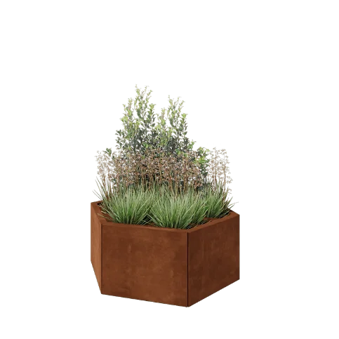 Jardinieră din oțel corten - Hexagonal - 99,3 x 86,6 x 40 cm - Fără placă de bază