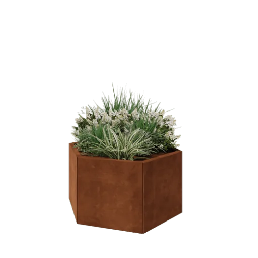 Jardinieră din oțel corten - Hexagonal - 99,3 x 86,6 x 50 cm - Fără placă de bază