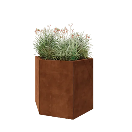 Jardinieră din oțel corten - Hexagonal - 99,3 x 86,6 x 80 cm - Fără placă de bază