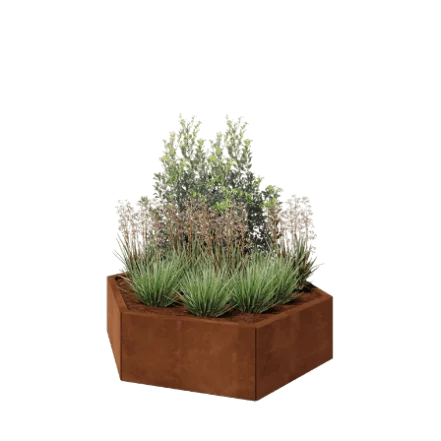 Jardinieră din oțel corten - Hexagonal - 119,3 x 103,9 x 30 cm - Fără placă de bază