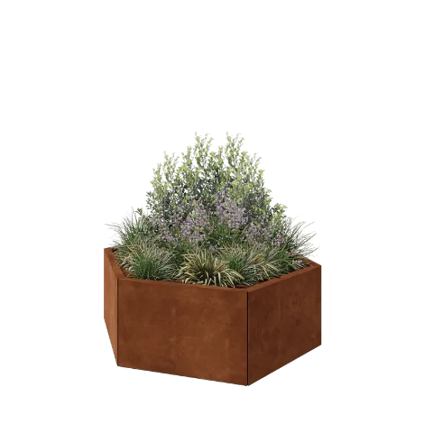 Jardinieră din oțel corten - Hexagonal - 119,3 x 103,9 x 40 cm - Fără placă de bază
