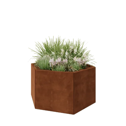 Jardinieră din oțel corten - Hexagonal - 119,3 x 103,9 x 60 cm - Fără placă de bază