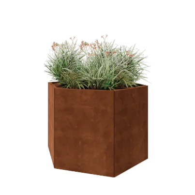 Jardinieră din oțel corten - Hexagonal - 119,3 x 103,9 x 80 cm - Fără placă de bază