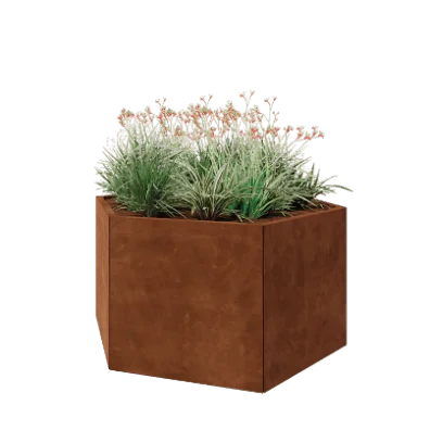 Jardinieră din oțel corten - Hexagonal - 139,3 x 121 x 70 cm - Fără placă de bază