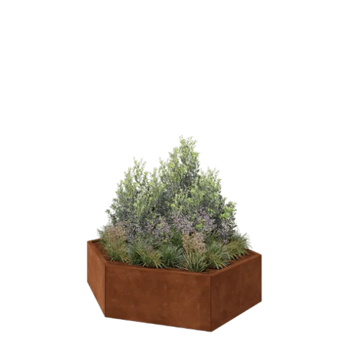 Jardinieră din oțel corten - Hexagonal - 159,3 x 138,6 x 40 cm - Fără placă de bază
