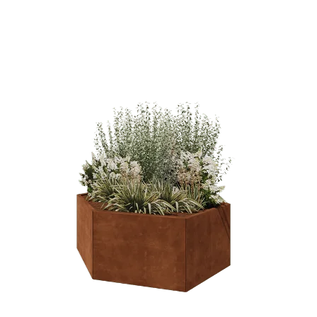 Jardinieră din oțel corten - Hexagonal - 159,3 x 138,6 x 60 cm - Fără placă de bază