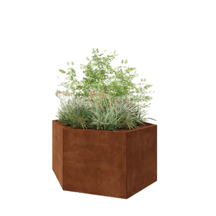 Jardinieră din oțel corten - Hexagonal - 159,3 x 138,6 x 80 cm - Fără placă de bază