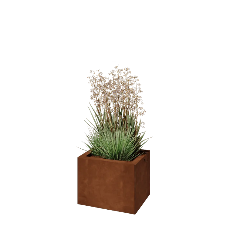 Jardinieră din oțel corten - Dreptunghiular - 40 x 30 x 30 cm - Fără placă de bază