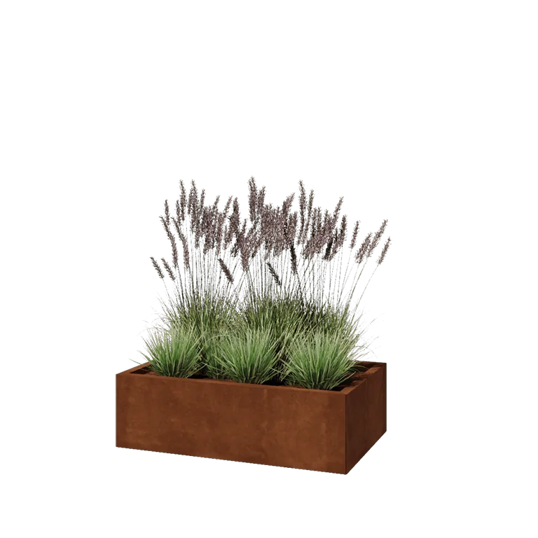 Jardinieră din oțel corten - Dreptunghiular - 100 x 60 x 30 cm - Fără placă de bază