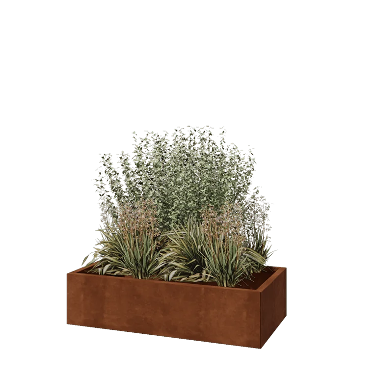 Jardinieră din oțel corten - Dreptunghiular - 120 x 60 x 30 cm - Fără placă de bază