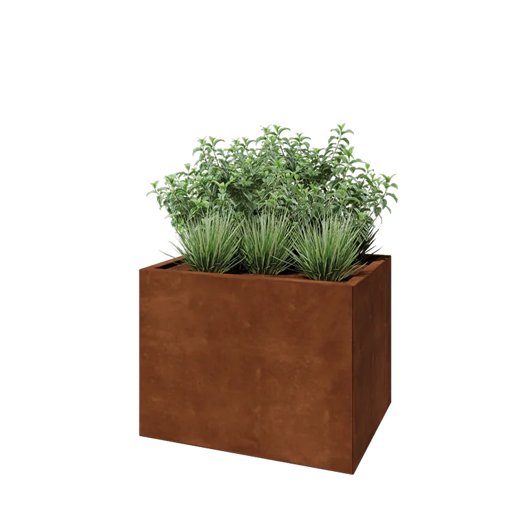 Jardinieră din oțel corten - Dreptunghiular - 80 x 60 x 60 cm - Fără placă de bază