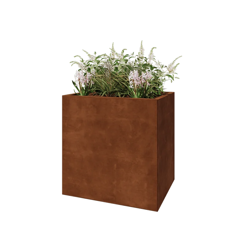 Jardinieră din oțel corten - Dreptunghiular - 80 x 60 x 80 cm - Fără placă de bază