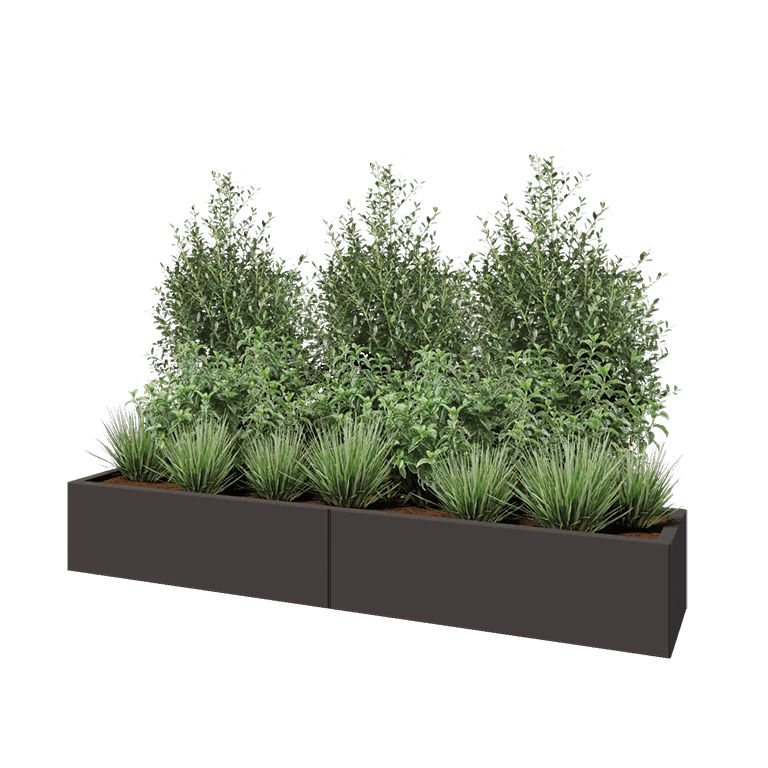 Jardinieră XXL din oțel - Dreptunghiular - 200 x 40 x 30 cm - RAL7016 mat (gri antracit) - Fără placă de bază