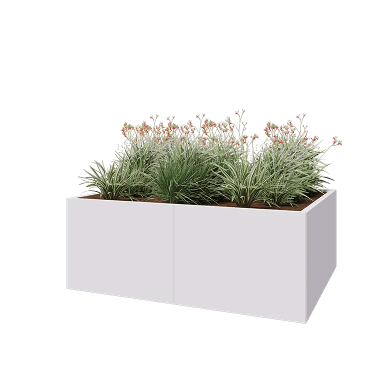 Jardinieră XXL din oțel - Dreptunghiular - 160 x 120 x 60 cm - RAL9010 mat (alb) - Fără placă de bază