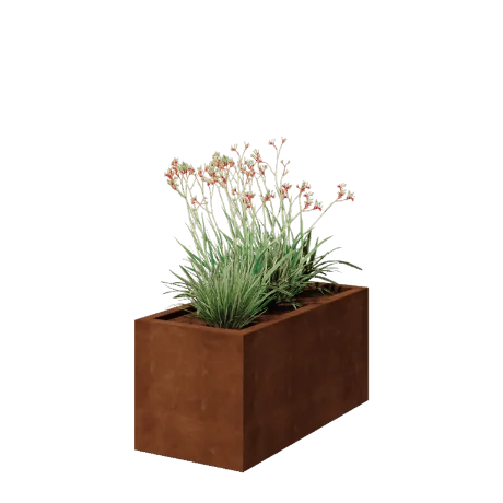 Jardinieră din oțel corten - Dreptunghiular - 100 x 50 x 50 cm - Sudat - Cu placă de bază