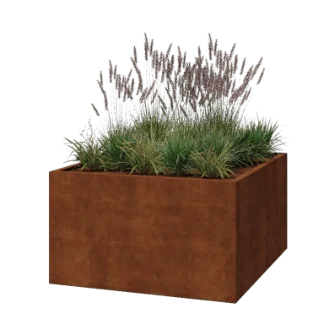 Jardinieră din oțel corten - Pătrat - 140 x 140 x 80 cm - Sudat - Cu placă de bază