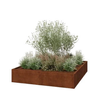 Jardinieră din oțel corten - Pătrat - 200 x 200 x 40 cm - Sudat - Fără placă de bază
