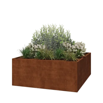 Jardinieră din oțel corten - Pătrat - 200 x 200 x 80 cm - Sudat - Fără placă de bază