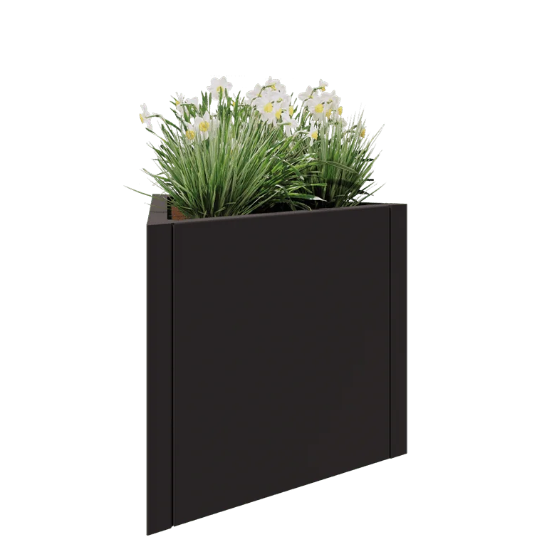 Jardinieră din oțel - Triunghiular echilateral - 70,6 x 61 x 60 cm - RAL7016 mat (gri antracit) - Fără placă de bază