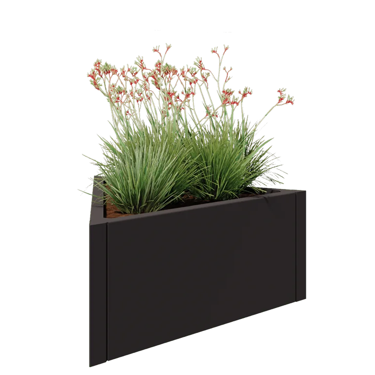 Jardinieră din oțel - Triunghiular echilateral - 90,6 x 78,3 x 40 cm - RAL7016 mat (gri antracit) - Fără placă de bază