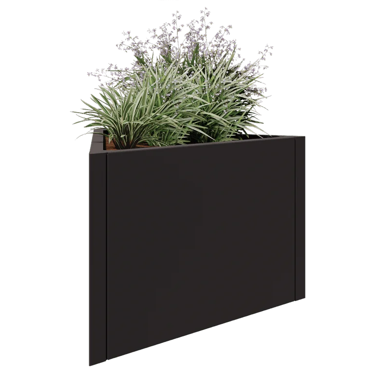 Jardinieră din oțel - Triunghiular echilateral - 90,6 x 78,3 x 60 cm - RAL7016 mat (gri antracit) - Fără placă de bază