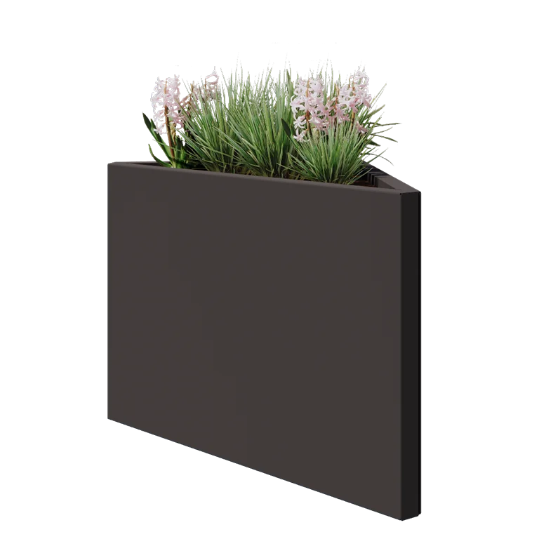 Jardinieră din oțel - Triunghiular isoscel - 83,9 x 46,4 x 60 cm - RAL7016 mat (gri antracit) - Fără placă de bază