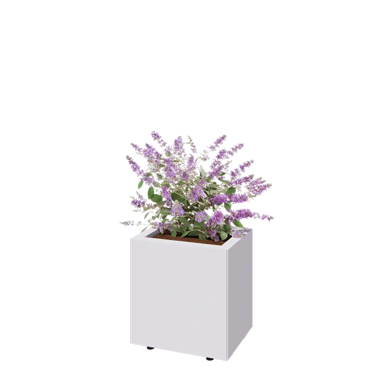 Jardinieră din oțel - Dreptunghiular - 40 x 30 x 40 cm - RAL9010 mat (alb) - Cu placă de bază - Cu picioare