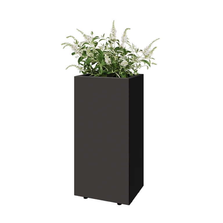 Jardinieră din oțel - Dreptunghiular - 40 x 30 x 80 cm - RAL7016 mat (gri antracit) - Cu placă de bază - Cu picioare