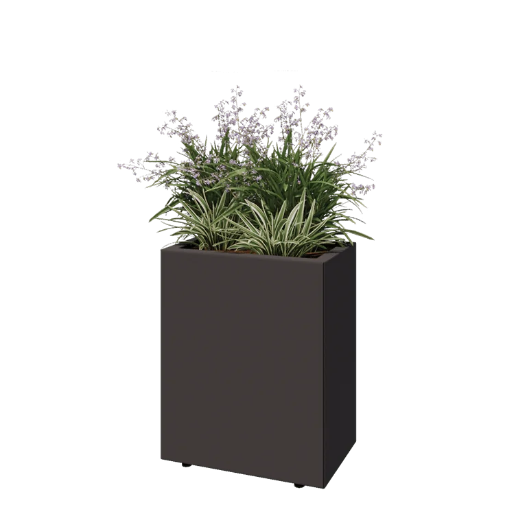 Jardinieră din oțel - Dreptunghiular - 50 x 30 x 60 cm - Altă culoare RAL - Cu placă de bază - Cu picioare