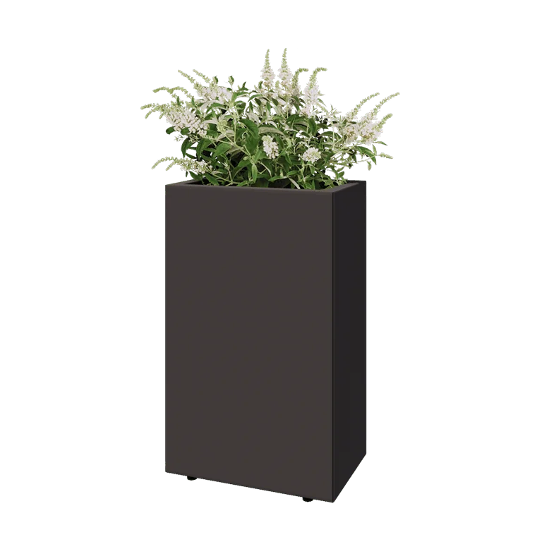 Jardinieră din oțel - Dreptunghiular - 50 x 30 x 80 cm - Altă culoare RAL - Cu placă de bază - Cu picioare