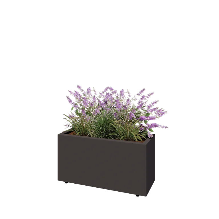 Jardinieră din oțel - Dreptunghiular - 80 x 30 x 40 cm - RAL7016 mat (gri antracit) - Cu placă de bază - Cu picioare