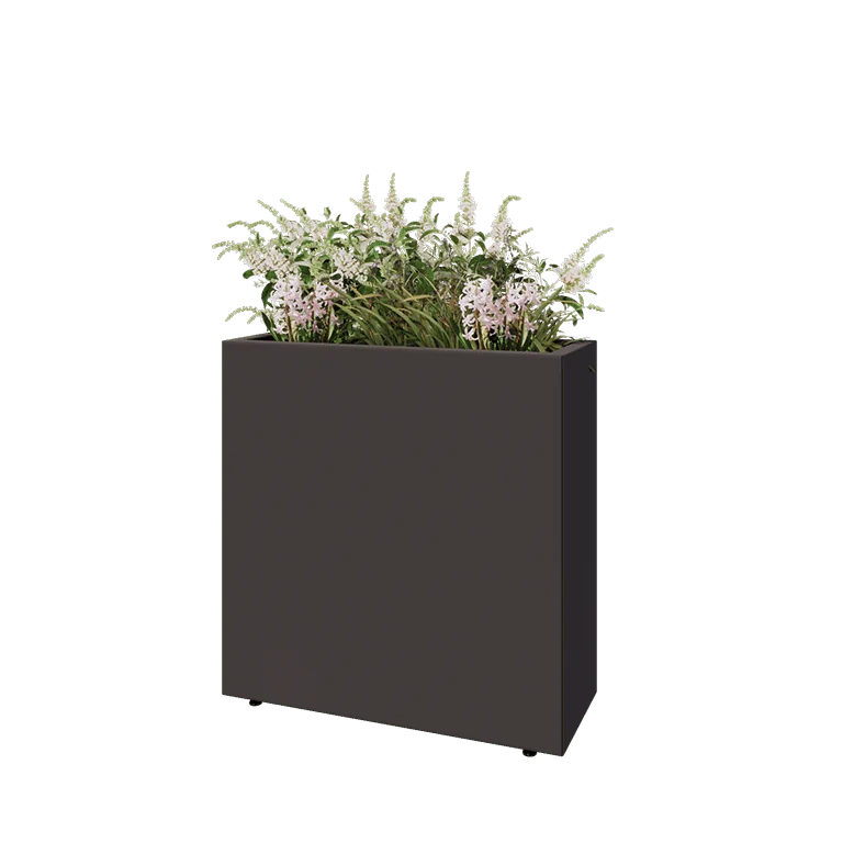 Jardinieră din oțel - Dreptunghiular - 80 x 30 x 80 cm - Altă culoare RAL - Cu placă de bază - Cu picioare
