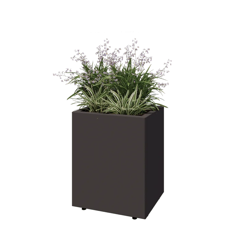 Jardinieră din oțel - Dreptunghiular - 50 x 40 x 60 cm - Altă culoare RAL - Cu placă de bază - Cu picioare