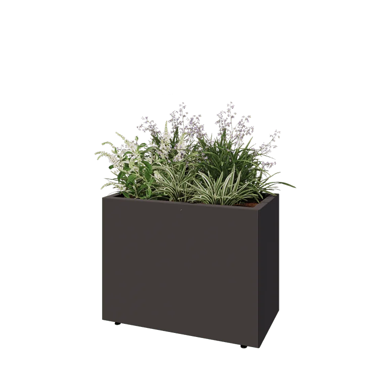 Jardinieră din oțel - Dreptunghiular - 80 x 40 x 60 cm - Altă culoare RAL - Cu placă de bază - Cu picioare