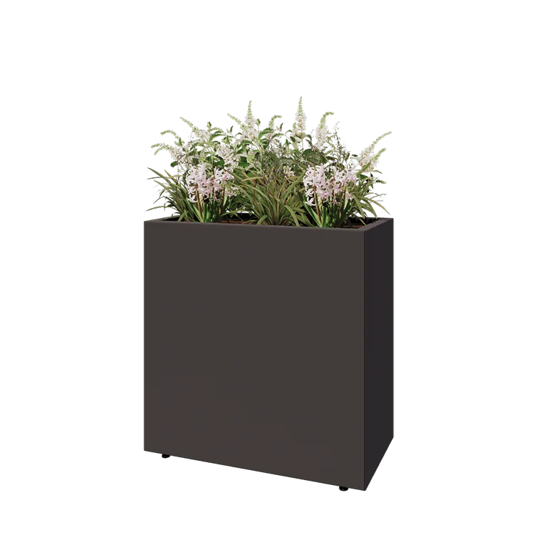 Jardinieră din oțel - Dreptunghiular - 80 x 40 x 80 cm - Altă culoare RAL - Cu placă de bază - Cu picioare