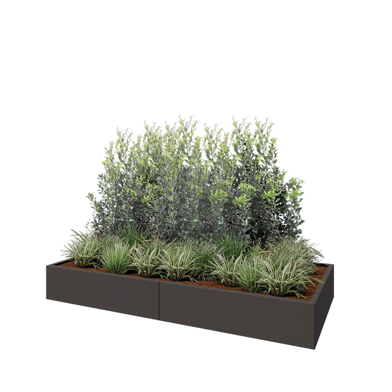 Jardinieră XXL din oțel - Dreptunghiular - 240 x 100 x 30 cm - RAL7016 mat (gri antracit) - Cu placă de bază