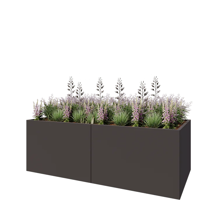 Jardinieră XXL din oțel - Dreptunghiular - 240 x 100 x 80 cm - RAL7016 mat (gri antracit) - Cu placă de bază