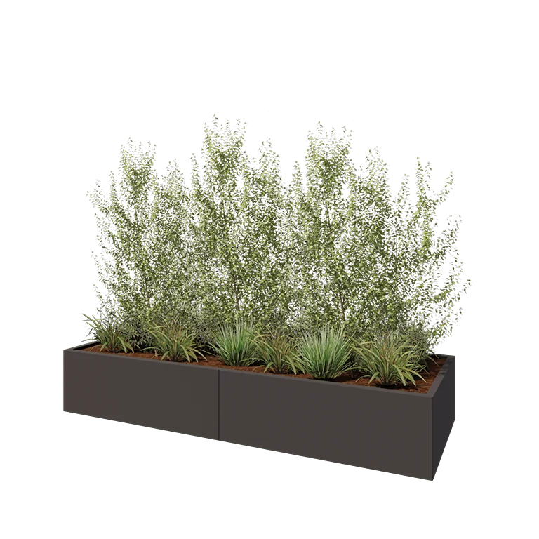 Jardinieră XXL din oțel - Dreptunghiular - 240 x 80 x 40 cm - RAL7016 mat (gri antracit) - Cu placă de bază