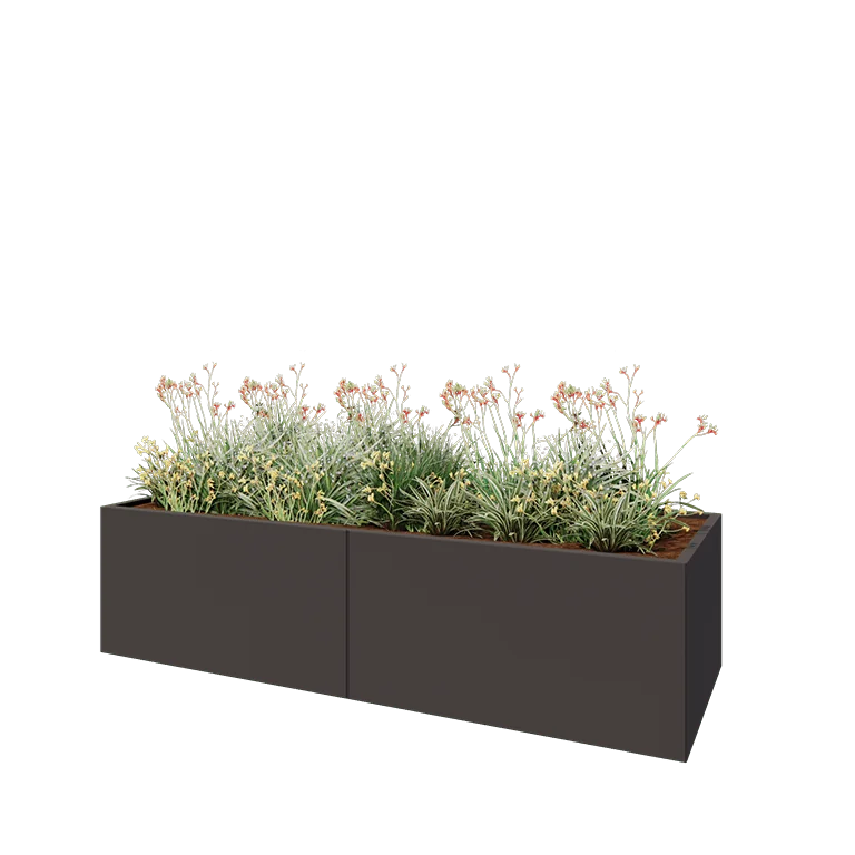 Jardinieră XXL din oțel - Dreptunghiular - 240 x 80 x 60 cm - RAL7016 mat (gri antracit) - Cu placă de bază