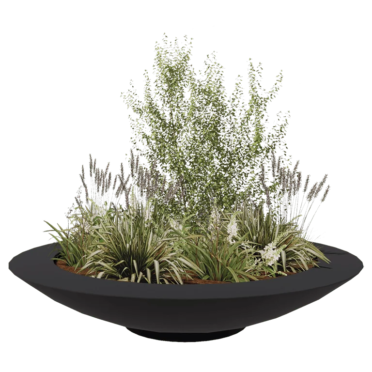 Jardinieră din fibră de sticlă - Vas - Ø 200 x 40 cm - RAL7021 mat (gri negru) - Cu fund