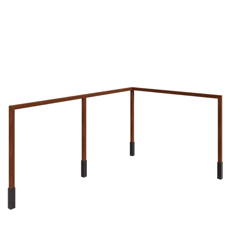 Pergolă din oțel corten - Colț - 600 x 412 x 242 cm - Cu bază de beton