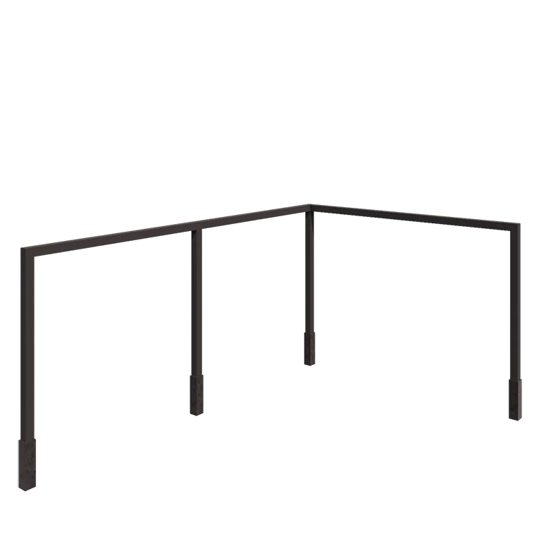 Pergolă din oțel - Colț - 600 x 412 x 230 cm - RAL7016 mat (gri antracit) - Cu bază de beton