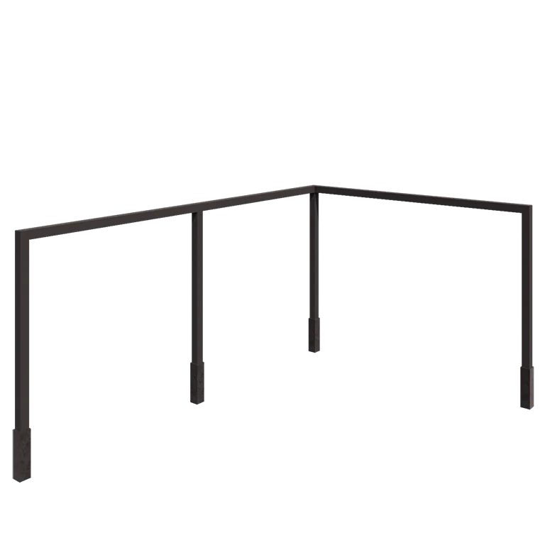 Pergolă din oțel - Colț - 600 x 412 x 230 cm - Altă culoare RAL - Cu bază de beton