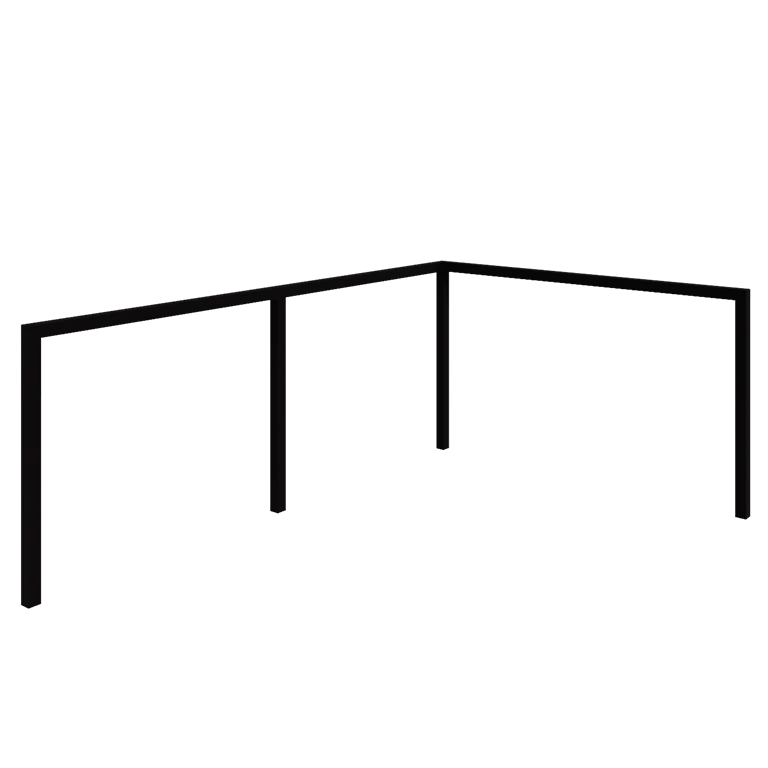 Pergolă din oțel - Colț - 600 x 412 x 230 cm - RAL9005 mat (negru) - Fără bază de beton