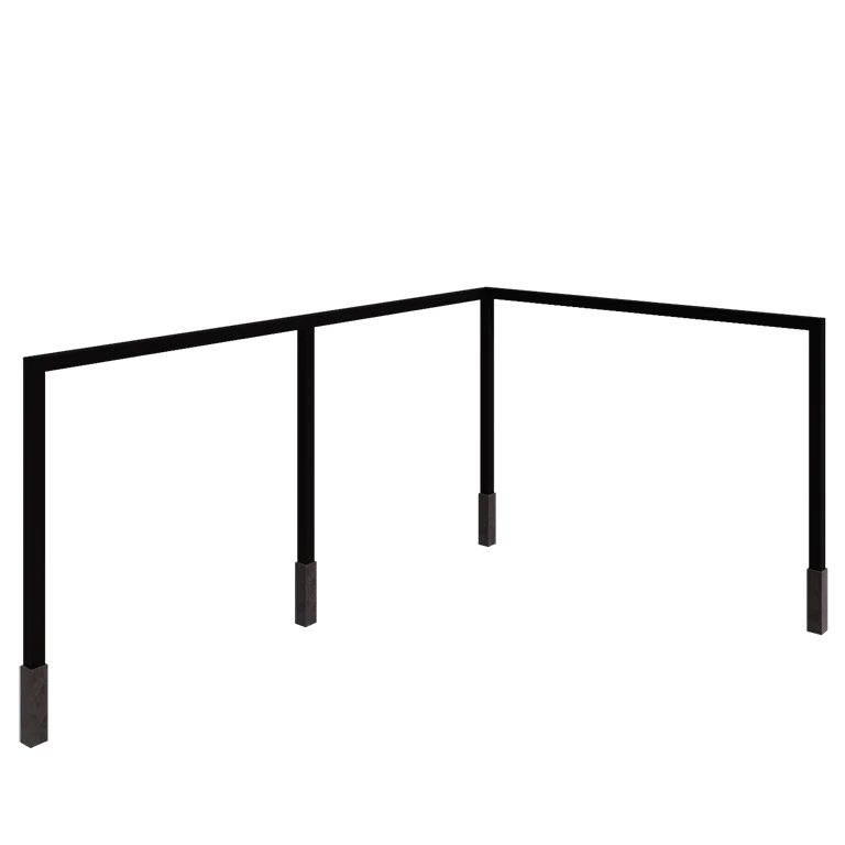 Pergolă din oțel - Colț - 600 x 412 x 230 cm - RAL9005 mat (negru) - Cu bază de beton