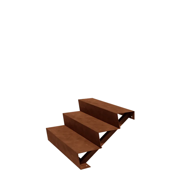 Treaptă de grădină din oțel corten - 3-trepte - 72 x 100 x 51 cm