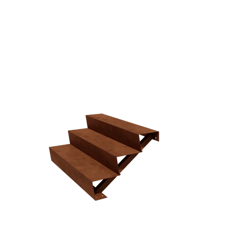 Treaptă de grădină din oțel corten - 3-trepte - 72 x 120 x 51 cm